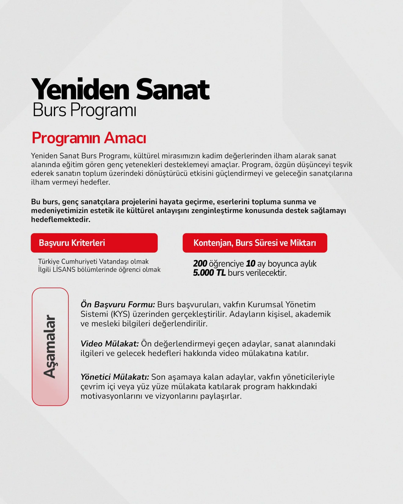 KÜLTÜR MEDENİYET VAKFI BURSU